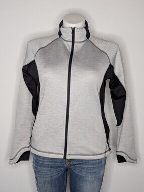 Elevate Grey Black Long Sleeve Zip Up Athletic Exercise Jacket L